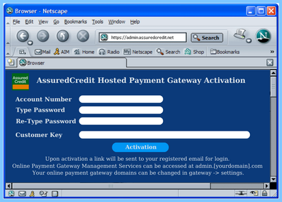 AssuredCredit Hosted Payment Gateway Activation