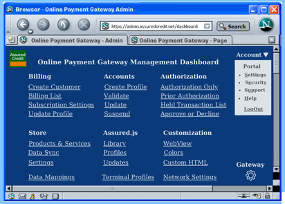 AssuredCredit Hosted Payment Gateway Admin Dashboard